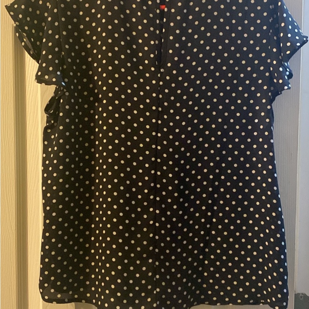 Black and White Polka Dot Short sleeve Large Blouse